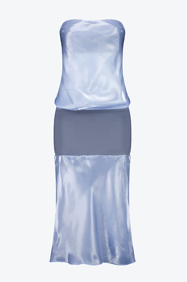 Radiant and Dazzling Metallic Color-block Knit Panel Strapless Midi Dress
