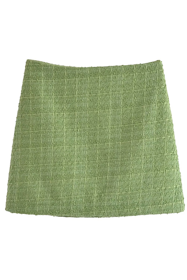 Stylish Tweed Spinning Zipper Mini Skirt-consonak