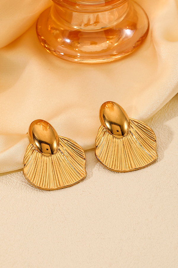 Fashion Stainless Steel Gold-plated Ginkgo Leaf Earrings-consonak