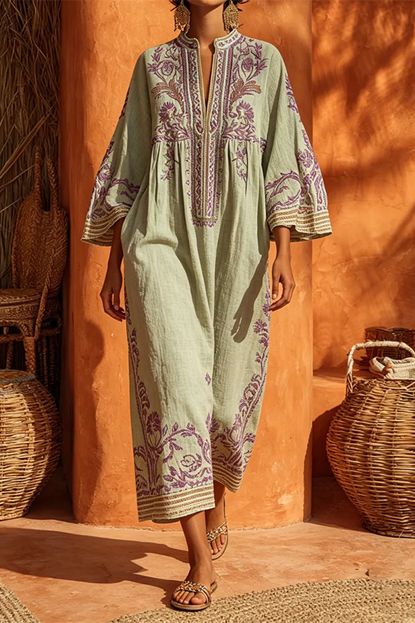 The Sage & Lavender Embroidered Kaftan-Consonak