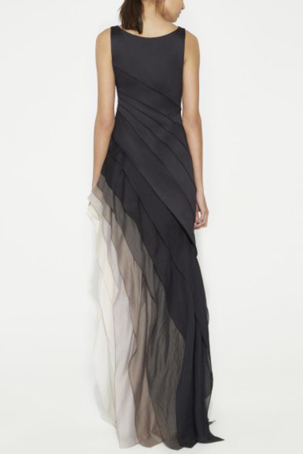 Elegant and Mysterious Tulle Gradient Cascading Design Gown Maxi Dress-consonak