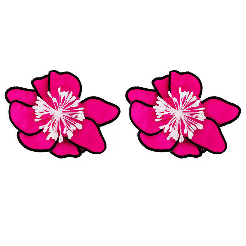 Fashionable Fabric Multi-layered Colorful Flower Earrings-consonak