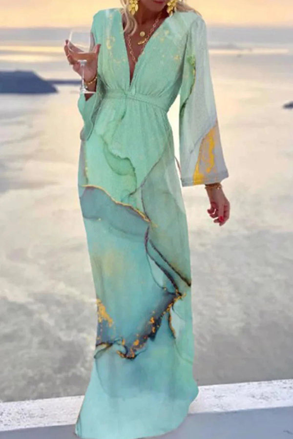 Check Her Stories Marble Print Party/Vacation Dress-consonak