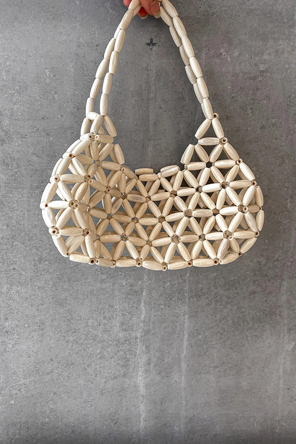 Wood Beaded Cutout Tote Bag-consonak