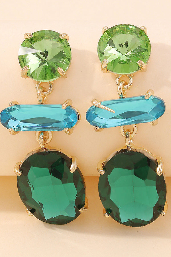 Temperament Contrasting Color Faceted Diamond Earrings-consonak