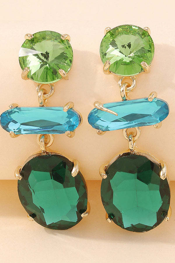 Temperament Contrasting Color Faceted Diamond Earrings-consonak