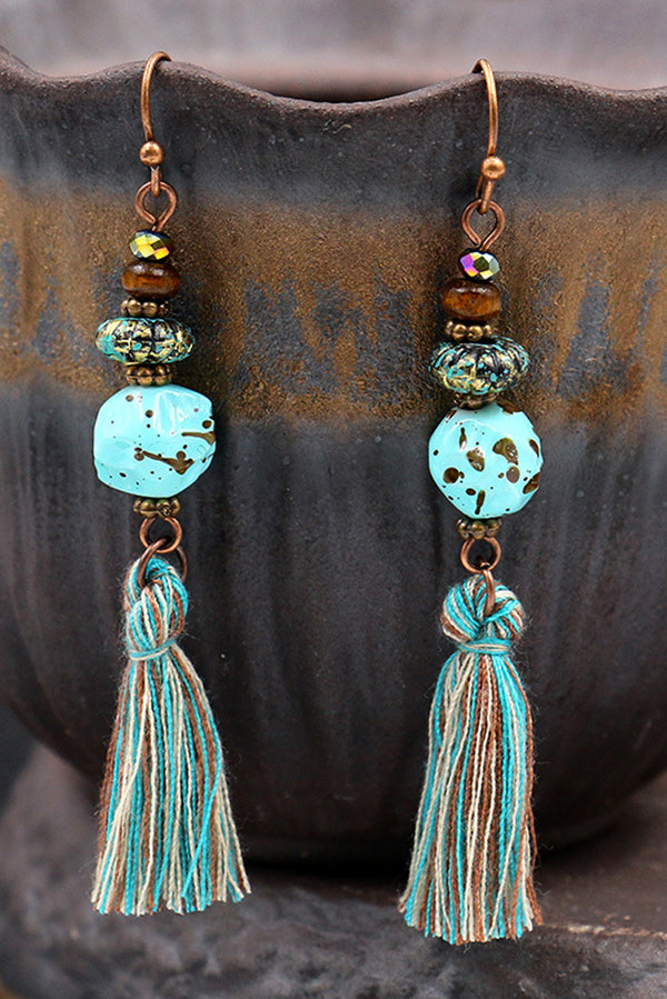 Fashionable Hollow Carved Alloy Tassel Retro Earrings-consonak