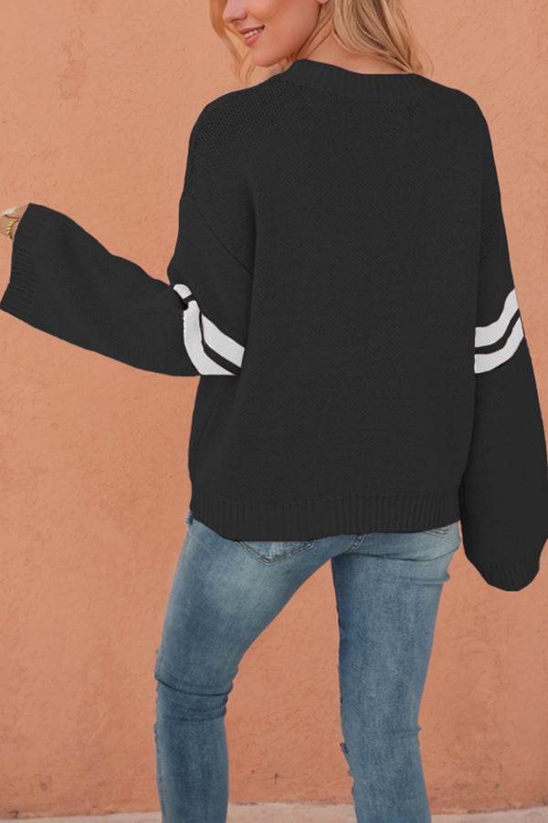 Fashionable Heart-shaped Jacquard Long-sleeved Loose Knit Sweater-consonak