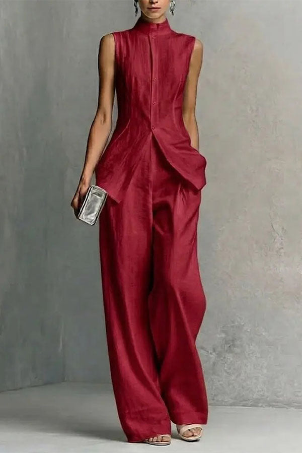 Soren Sleeveless Tailored Trouser Two-Piece Set-Consonak