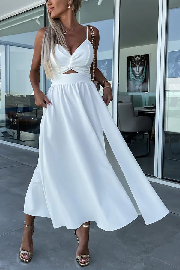 Florida Keys Cutie Pocketed Cutout Slit Midi Dress | Consonak