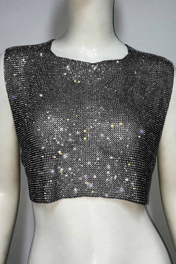 Sexy Metallic Rhinestone Backless Chain Vest-consonak