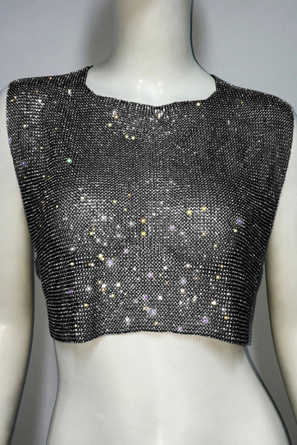 Sexy Metallic Rhinestone Backless Chain Vest-consonak