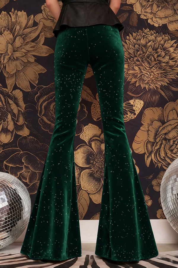 Stylish Velvet High-waisted Draped Casual Flared Pants-consonak