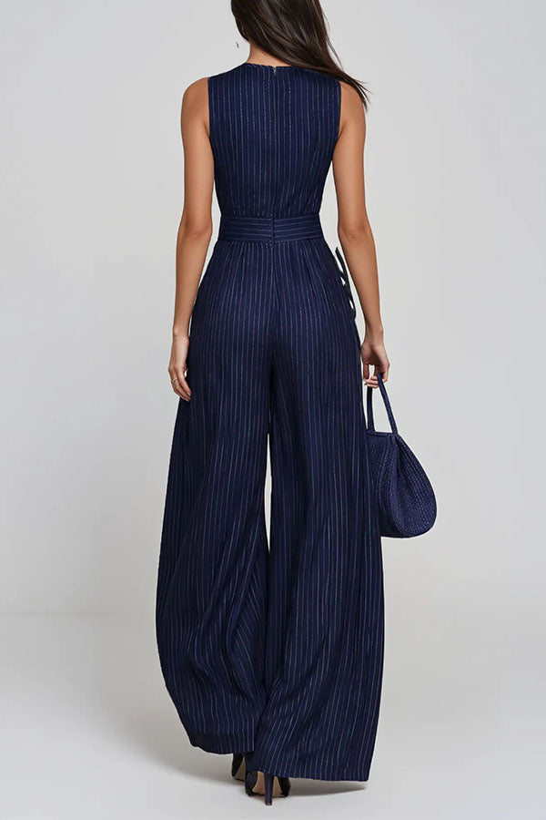 Hermanus Sleeveless Striped Wide Leg Jumpsuit-Consonak