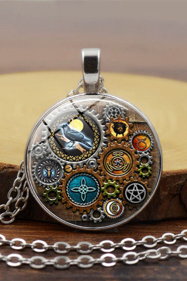 Steampunk Mechanical Time Gem Necklace-consonak