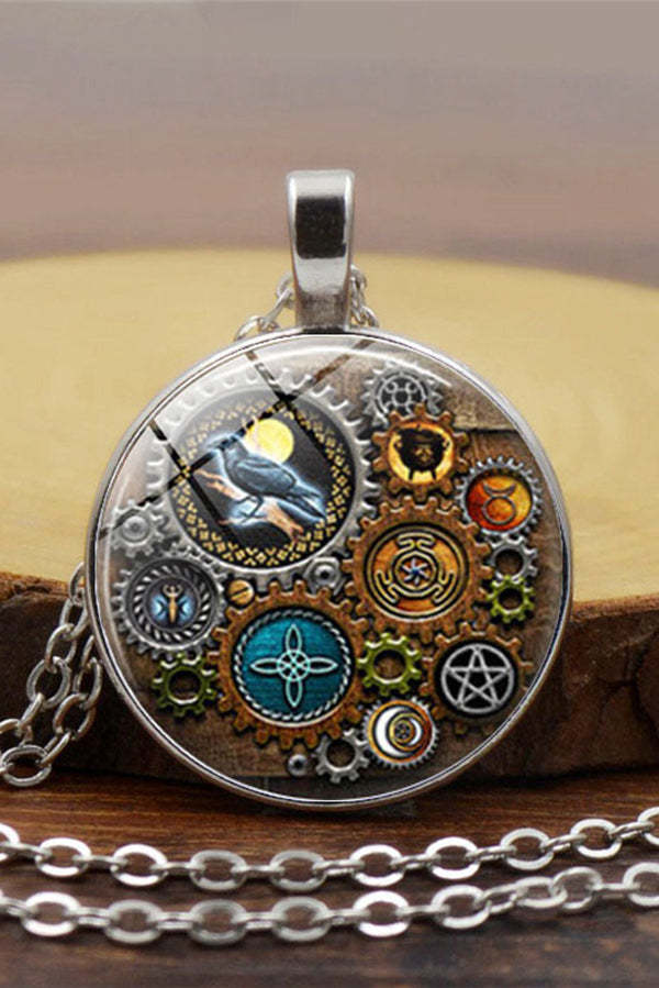 Steampunk Mechanical Time Gem Necklace-consonak