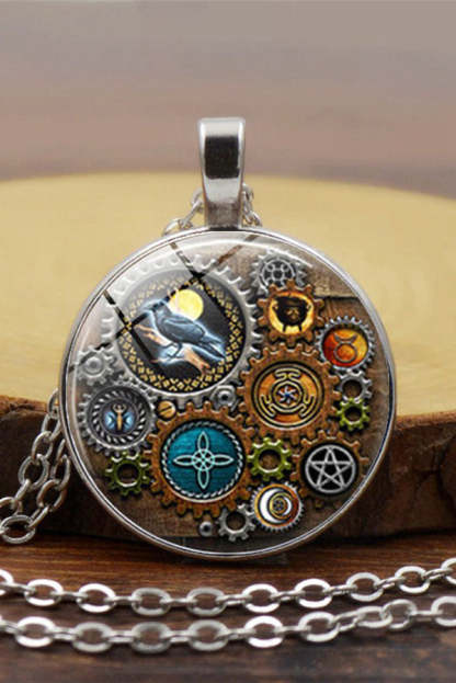 Steampunk Mechanical Time Gem Necklace-consonak