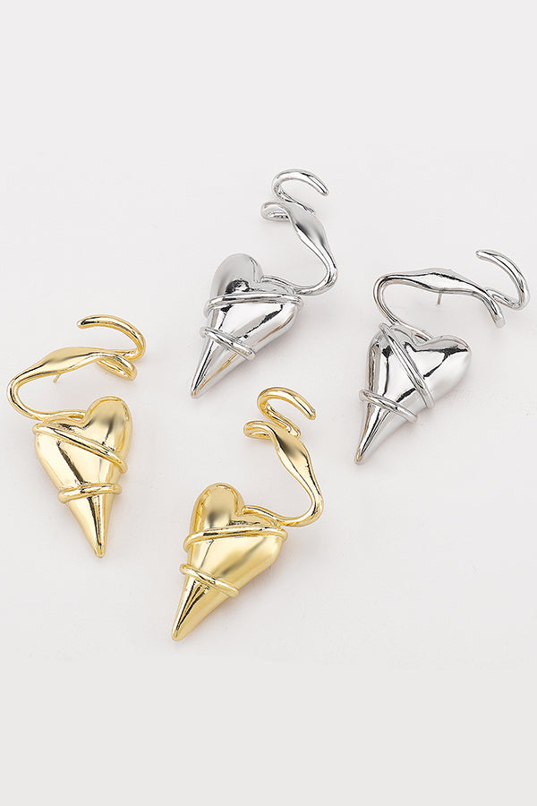 Fashionable Thorn-wrapped Heart Earrings-consonak