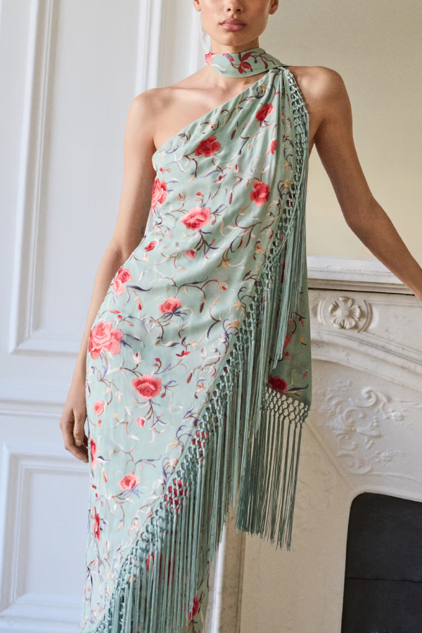 Floral Print Halter Neck Sleeveless Elegant Tassel Maxi Dress | Consonak