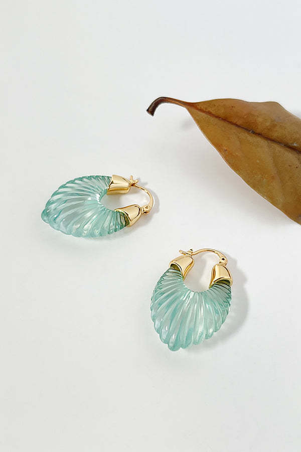 Fashion Candy-colored Glass-feel Striped Small Wing Earrings-consonak