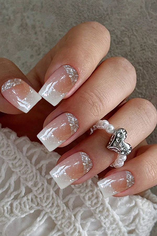 Shining White Edge French Manicure | Consonak