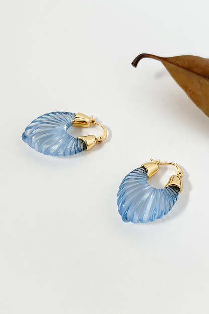 Fashion Candy-colored Glass-feel Striped Small Wing Earrings-consonak