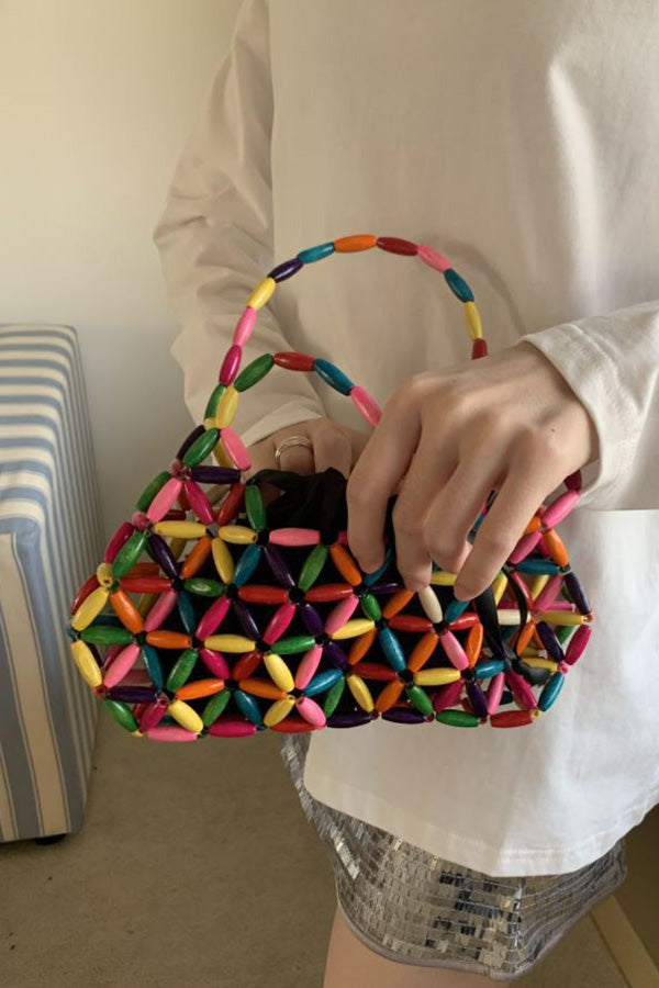 Wood Beaded Cutout Tote Bag-consonak