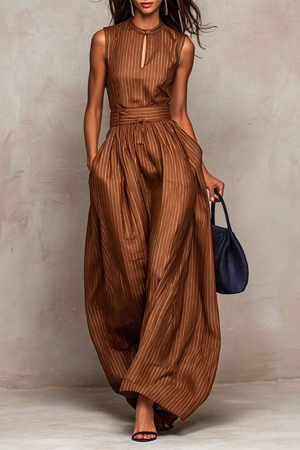Hermanus Sleeveless Striped Wide Leg Jumpsuit-Consonak