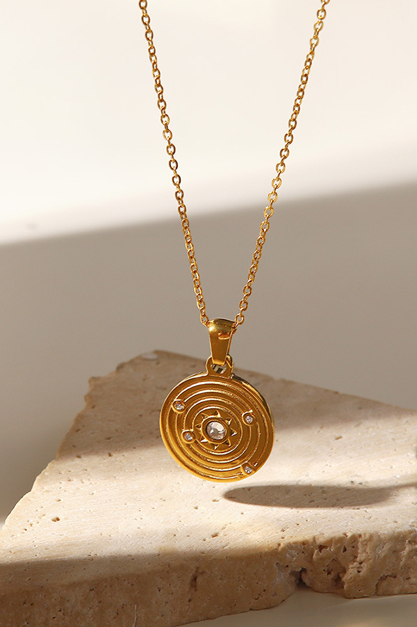 Vintage Stainless Steel Zircon Love Pendant-consonak