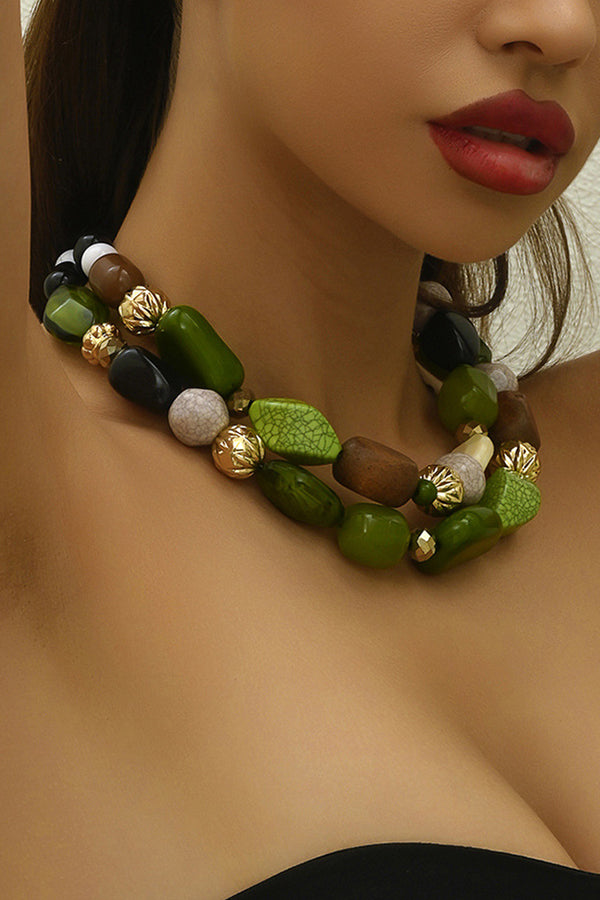 Bohemian Forest-style Resin Necklace-consonak