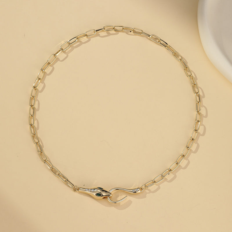 Vintage Metal Diamond Ouroboros Necklace-consonak
