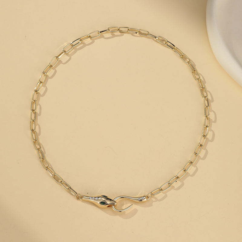 Vintage Metal Diamond Ouroboros Necklace-consonak