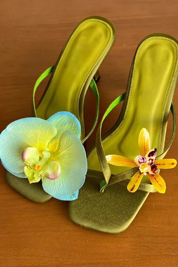 Fashion Asymmetric Flower Stiletto Sandals-consonak