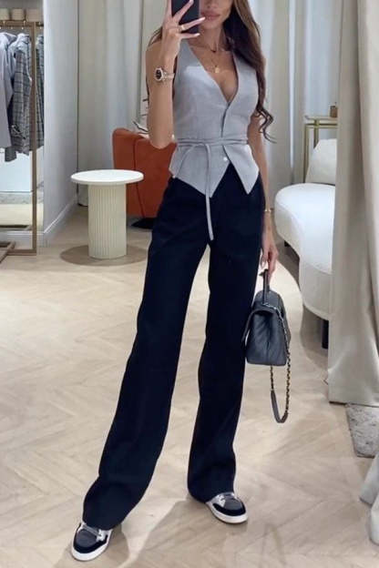 Gentleman or Lady Style Button Up Waist Strap Vest-consonak