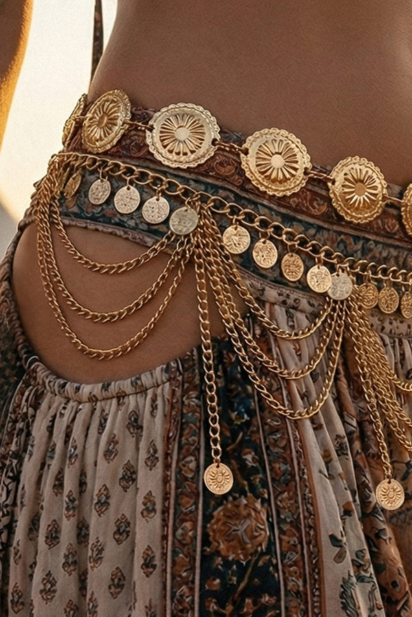 Vintage-style Ethnic Openwork Floral Body Chain-Consonak