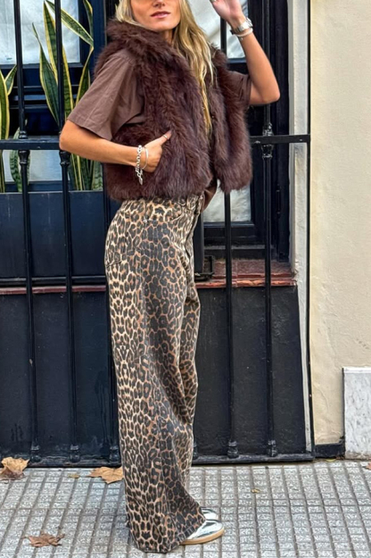 Stylish Collared Sleeveless Short Faux Fur Vest-consonak