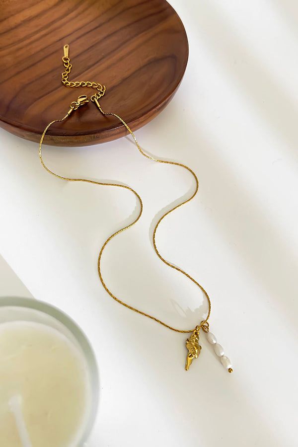 Simple Stainless Steel Conch Starfish Pearl Exquisite Mix and Match Necklace-consonak