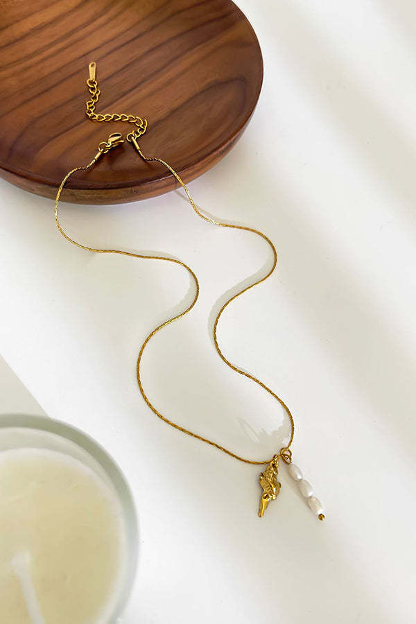 Simple Stainless Steel Conch Starfish Pearl Exquisite Mix and Match Necklace-consonak