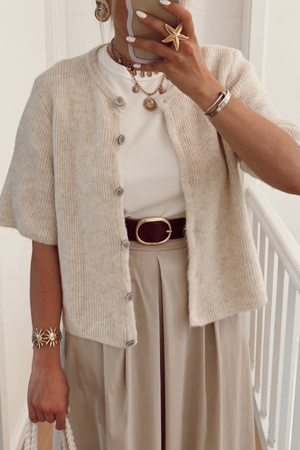 Solid Color Casual Buttoned Loose Knitted Cardigan-consonak