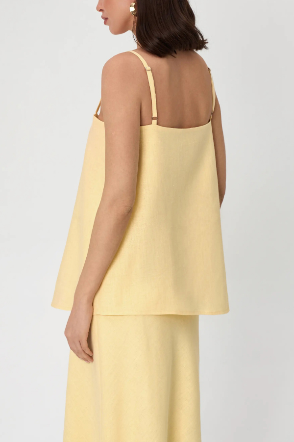 Linen Blend Loose Square Neck Camisole Top and Elegant Resort Maxi Skirt Set-consonak