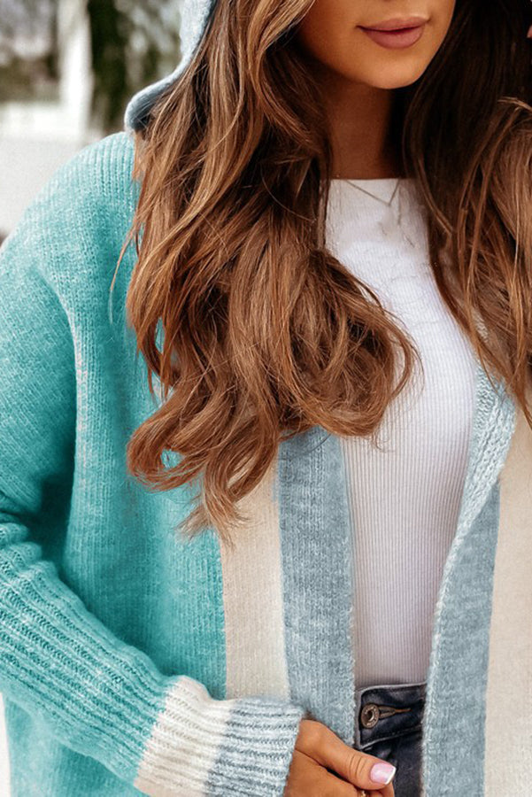 Catch Your Gaze Colorblock Pocket Hooded Long Cardigan-consonak