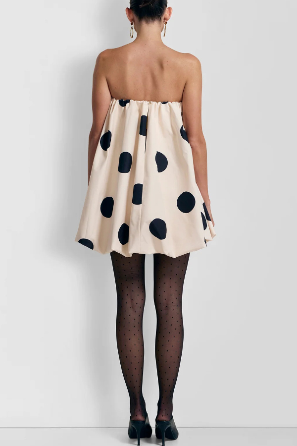 Fashionable Polka Dot Print Off-shoulder Sleeveless Loose Mini Dress-consonak