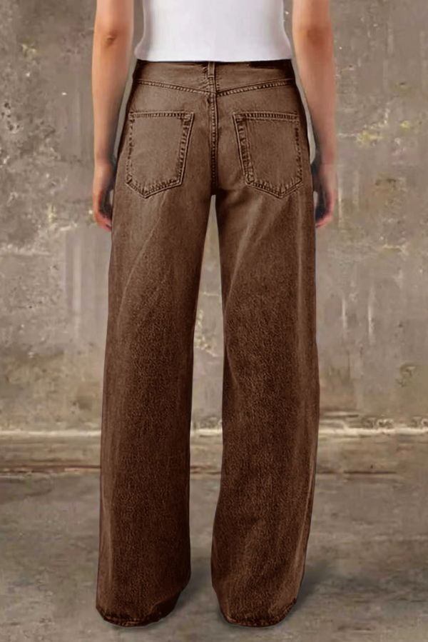 Stylish Casual Pocket Loose Straight Leg Jeans