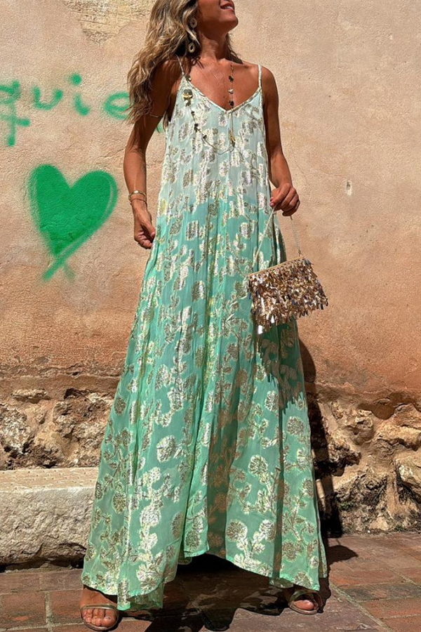 Bianca Tie Dye Gradient Flower Print Pocketed A-line Slip Maxi Dress-consonak