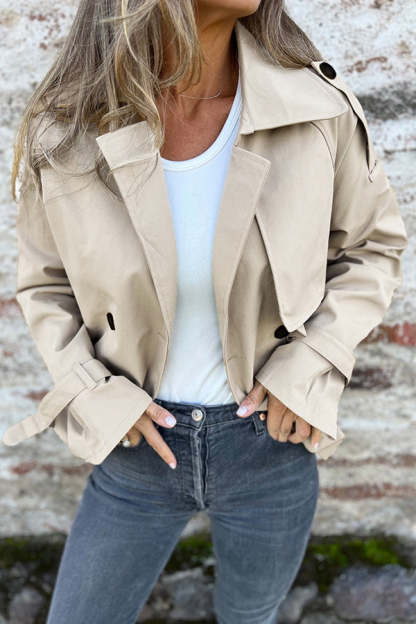 Fashion Lapel Double-breasted Casual Trench Coat Jacket-consonak