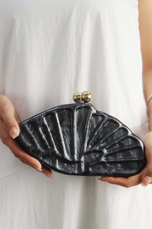 Fashion Acrylic Shell Fan Clutch-consonak