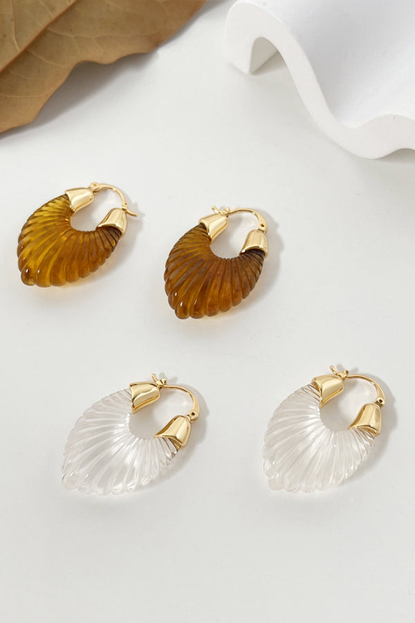 Fashion Candy-colored Glass-feel Striped Small Wing Earrings-consonak