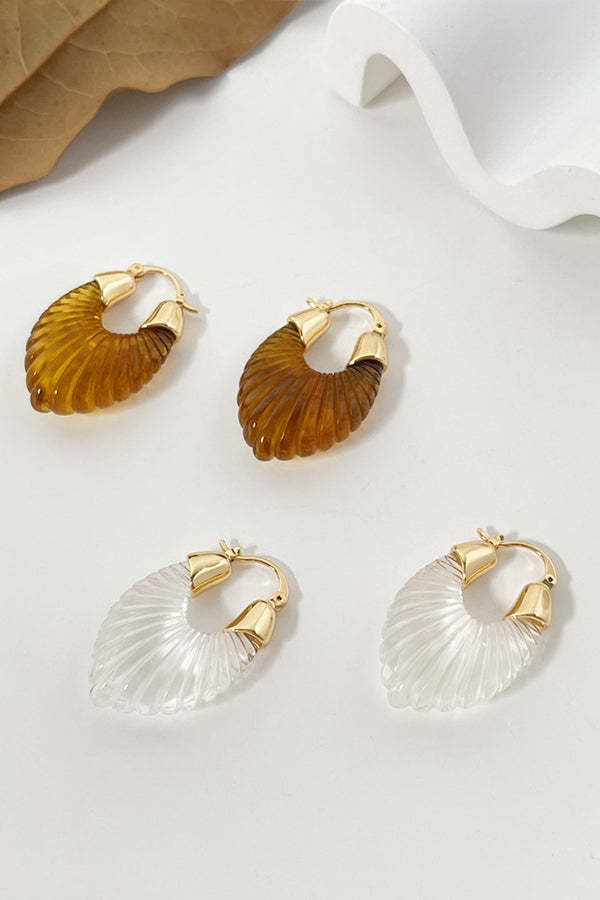 Fashion Candy-colored Glass-feel Striped Small Wing Earrings-consonak