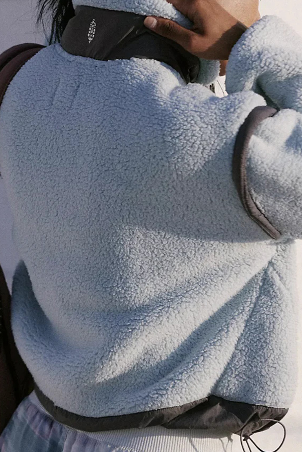 Stylish Patchwork Stand Collar Sherpa Zipper Jacket-consonak