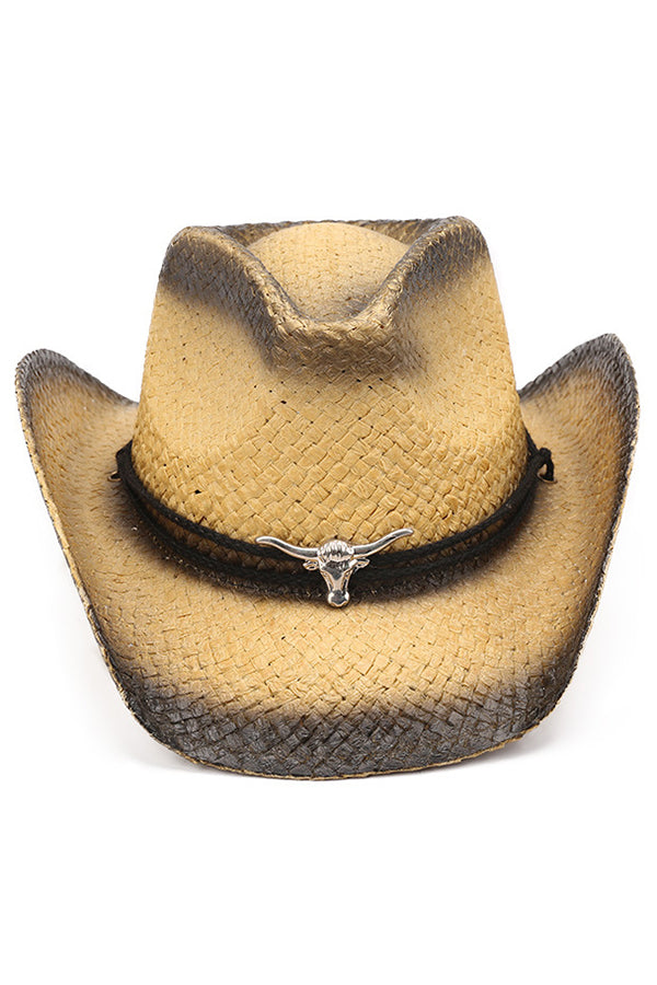 Vintage Western Cowboy Sun Protection Woven Straw Hat-consonak